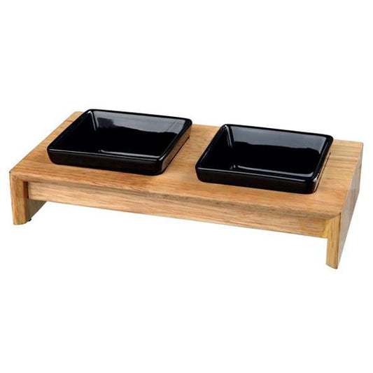 Trixie Napf-Set aus Keramik mit Holzhalter – 0,2 l