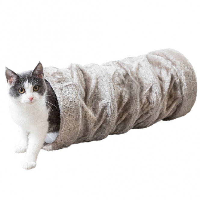 Trixie Crunch Plüschtunnel für Katzen – 60 cm – Grau