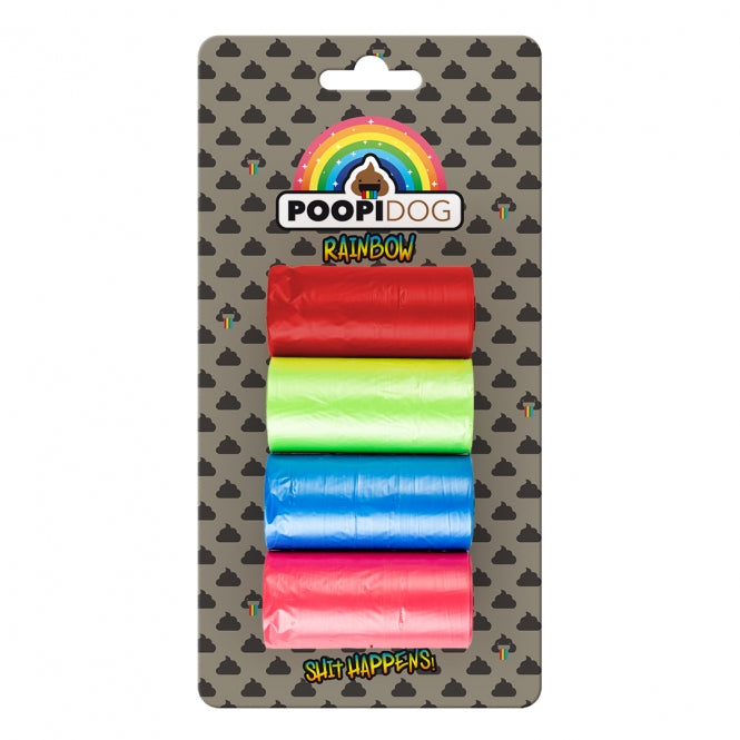 Poopidog Hundekotbeutel – Rainbow und Spice – Rainbow - 4 x 20 Stück