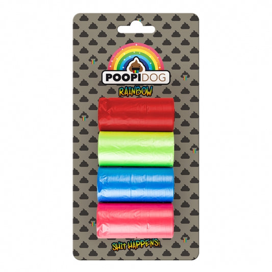 Poopidog Hundekotbeutel – Rainbow und Spice – Rainbow - 4 x 20 Stück