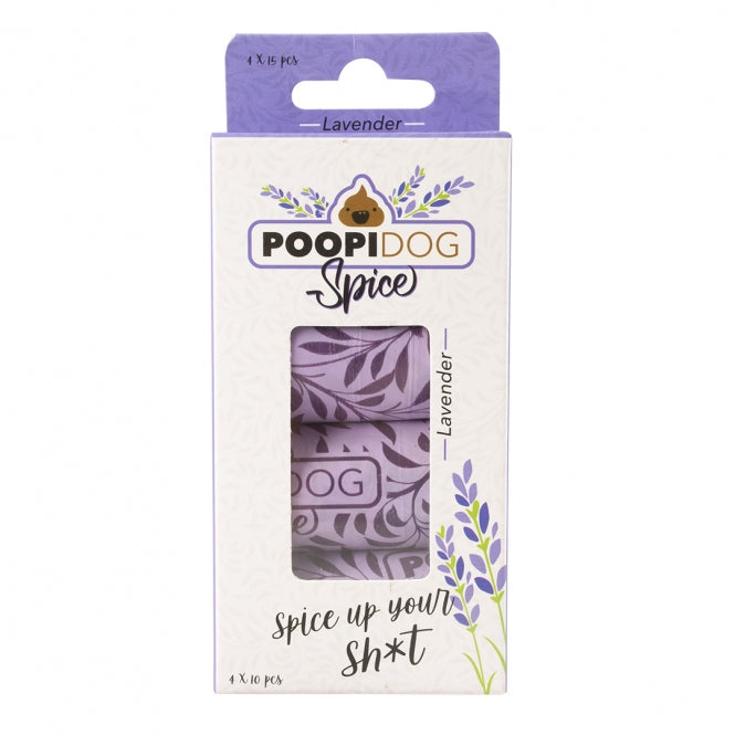 Poopidog Hundekotbeutel – Rainbow und Spice – spice lavendel violett - 4 x 15 Stück